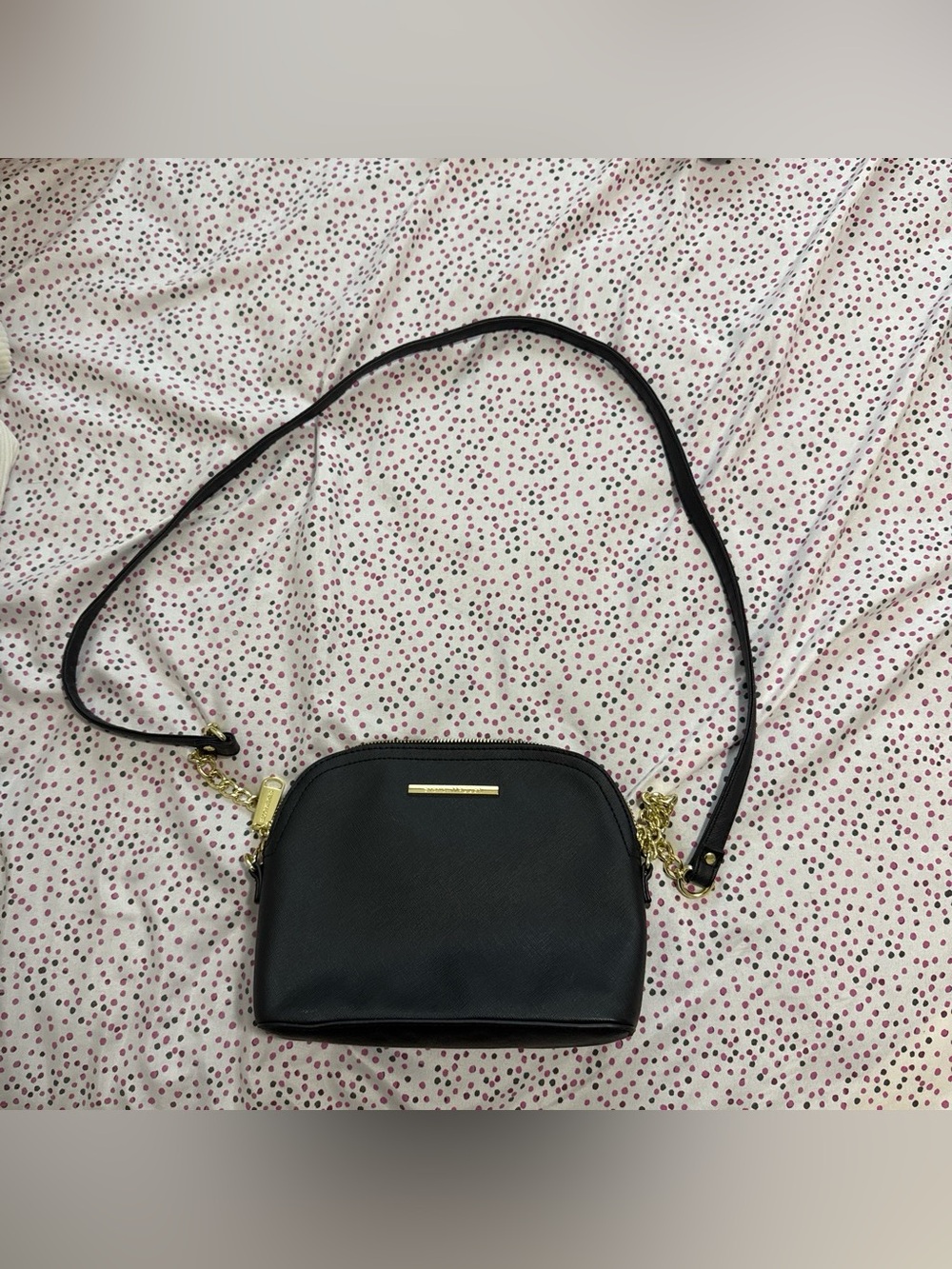 Black Crossbody Bag with Gold Accents - Women Bags